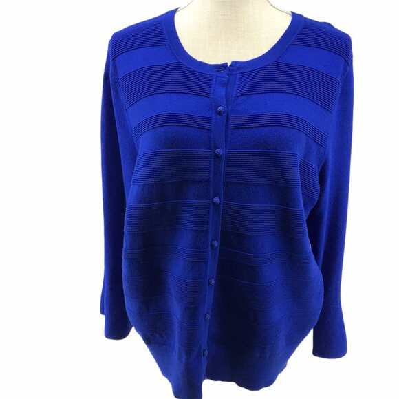Charter Club Woman’s Modern Blue Cardigan Sweater - Picture 3 of 10